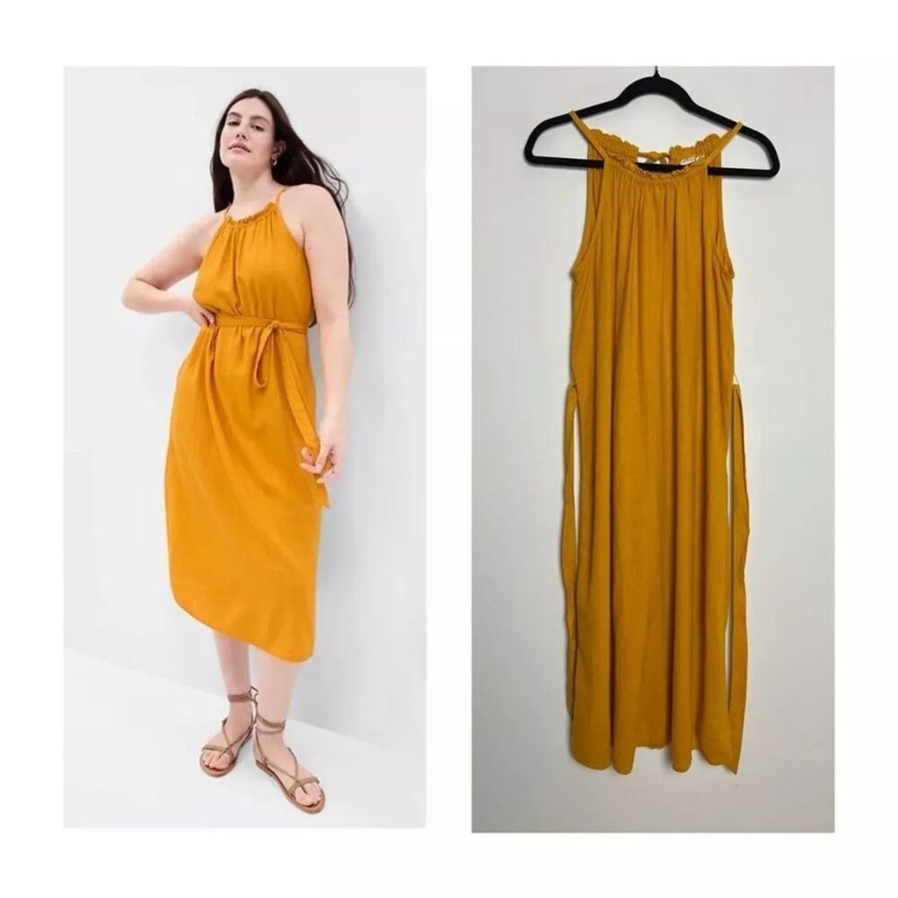 GAP Petite Relaxed Linen Halter Midi Dress